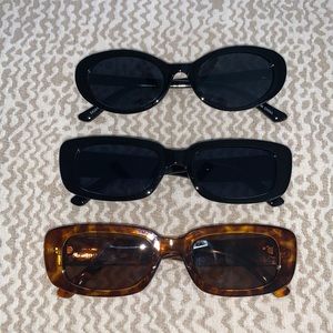90’s retro rectangle sunglasses with round sunglasses freebie